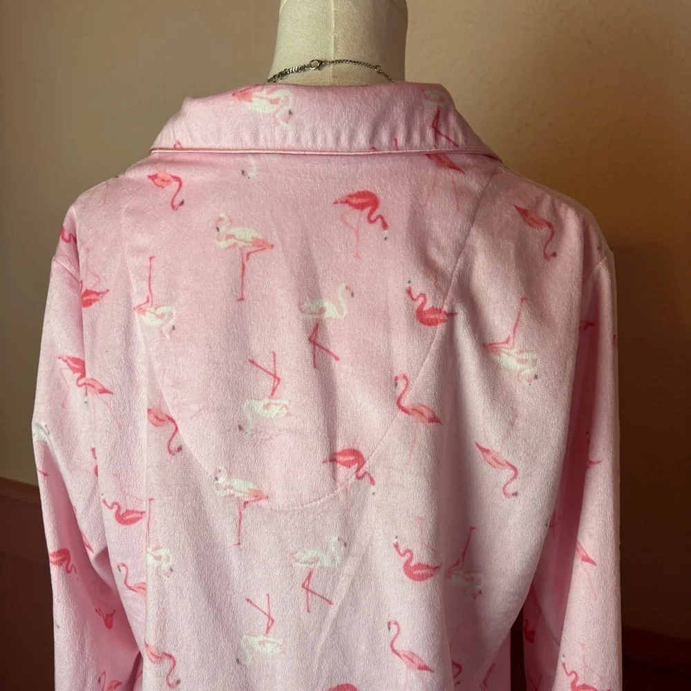 Adorable Pink Flamingo Print Pajama Top Soft Cozy Lounge Bay Studio Sz Medium